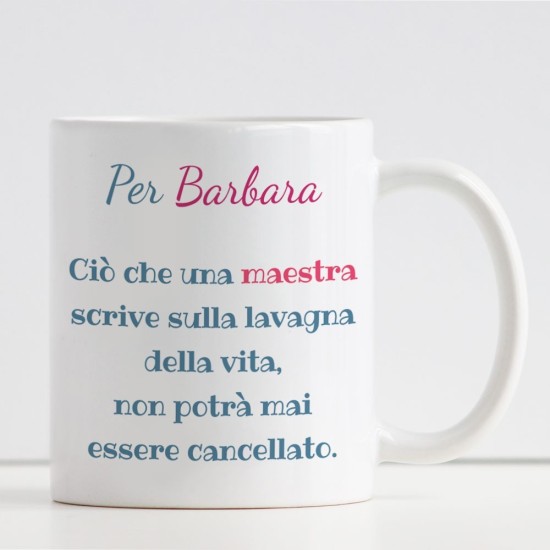 tazza personalizzata per la maestra con dedica e nome