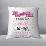 Cuscino "Premio - La migliore maestra di tutte" personalizzato con nomi