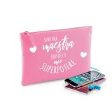 Pochette/astuccio "Sono una maestra questo è il mio superpotere" personalizzata con nome