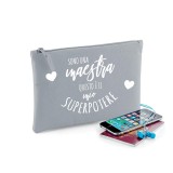 Pochette/astuccio "Sono una maestra questo è il mio superpotere" personalizzata con nome