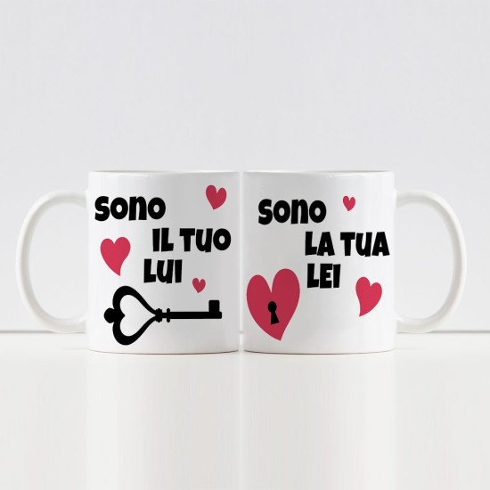 Tazze per coppia di innamorati "sono il tuo lui e sono la tua lei" personalizzate