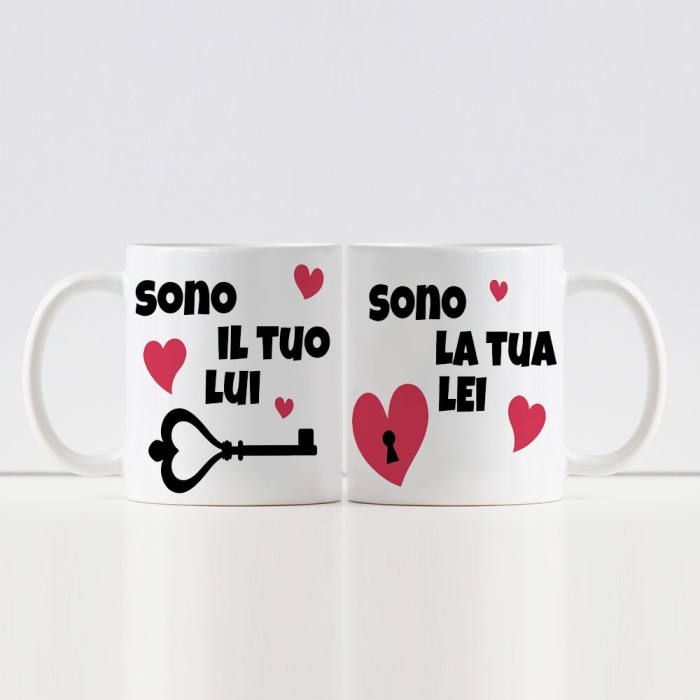 Tazze per coppia di innamorati "sono il tuo lui e sono la tua lei" personalizzate