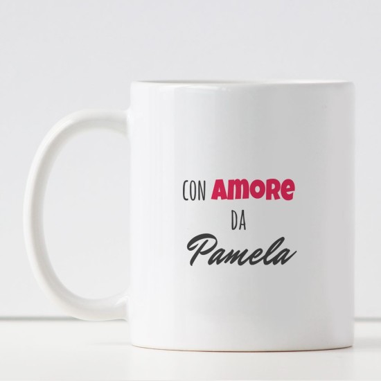 Tazza per innamorati "TI AMO COME IERI" personalizzata con nome