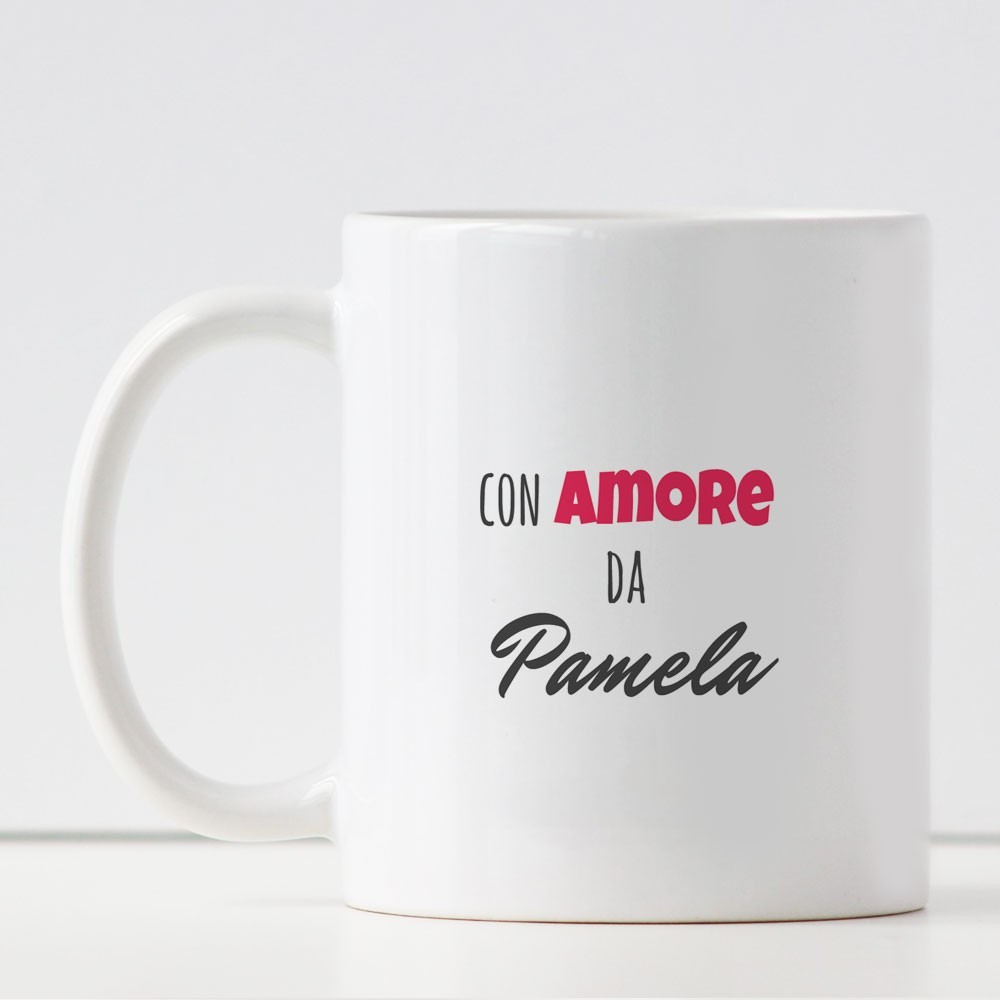 Tazza per innamorati "TI AMO COME IERI" personalizzata con nome