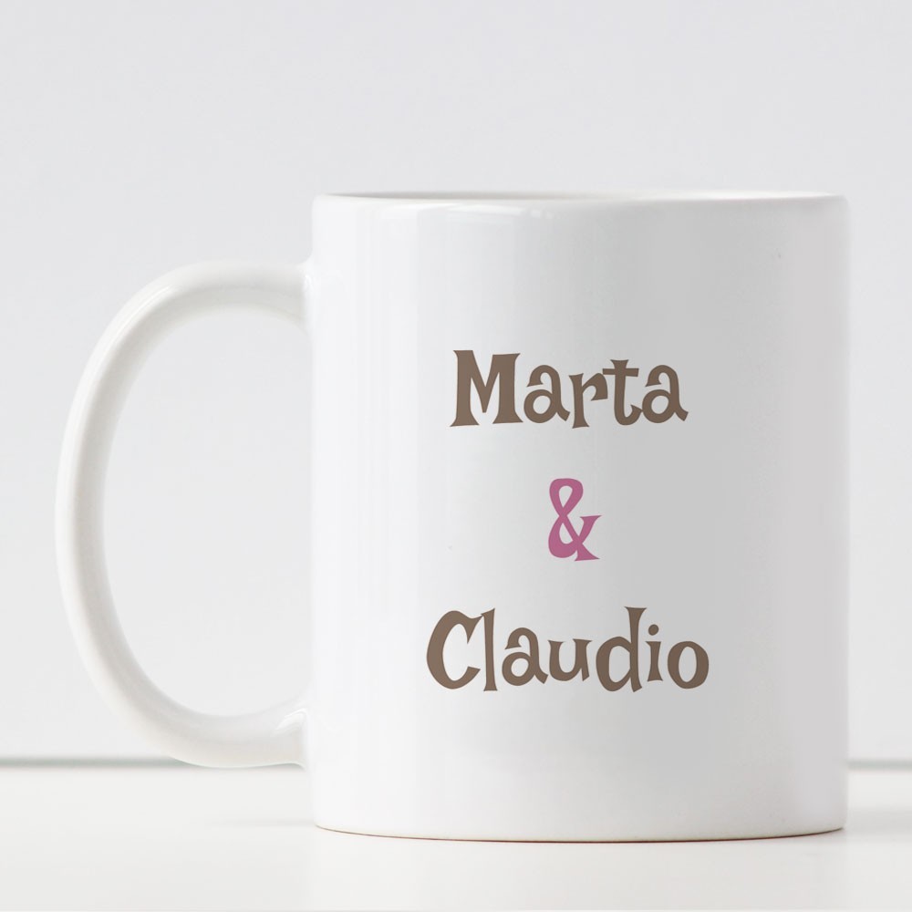 Tazza per innamorati LOVE IS IN THE AIR personalizzata con nomi