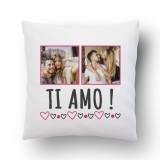Cuscino TI AMO con 2 foto personalizzate