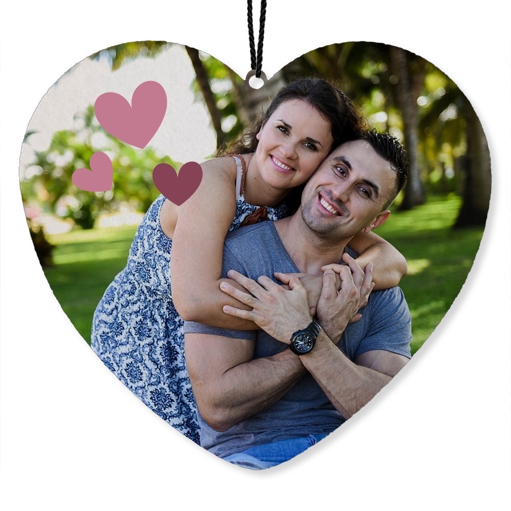 Deodorante per auto a cuore personalizzato con foto e testo
