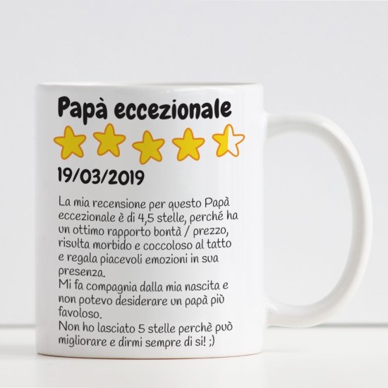 Tazza Recensione Papà personalizzata con dedica