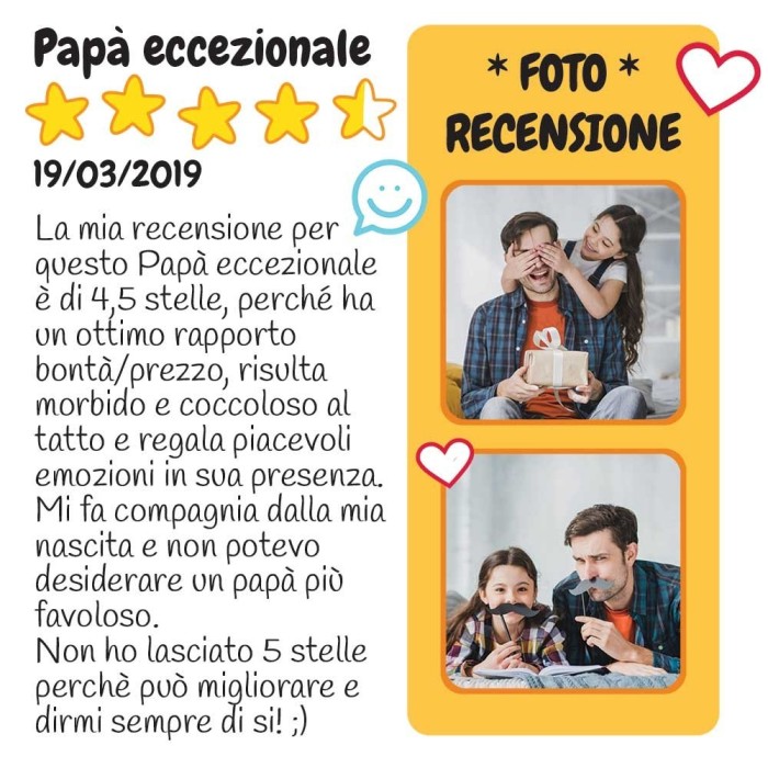 Cuscino per il papà con recensione e personalizzato con due foto