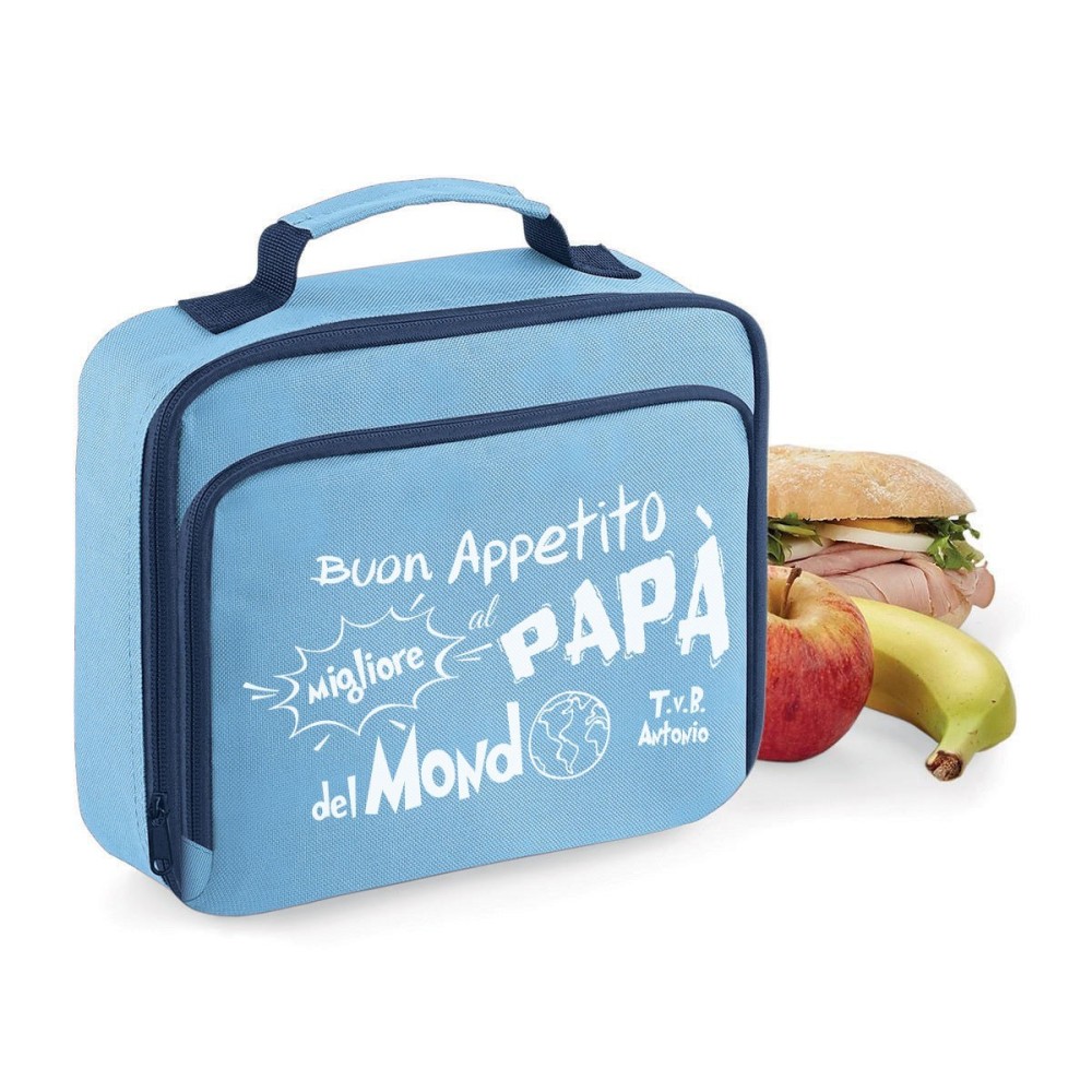 Lunch Box Borsa Frigo personalizzata Buon Appetito al migliore papà del mondo.