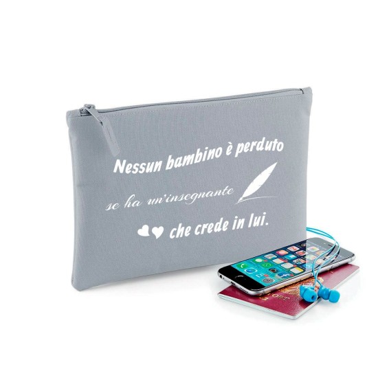 Pochette/astuccio per maestra"Nessun bambino è perduto" personalizzata con nome e classe