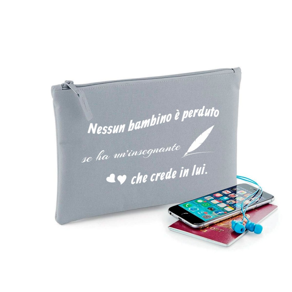 Pochette/astuccio per maestra"Nessun bambino è perduto" personalizzata con nome e classe
