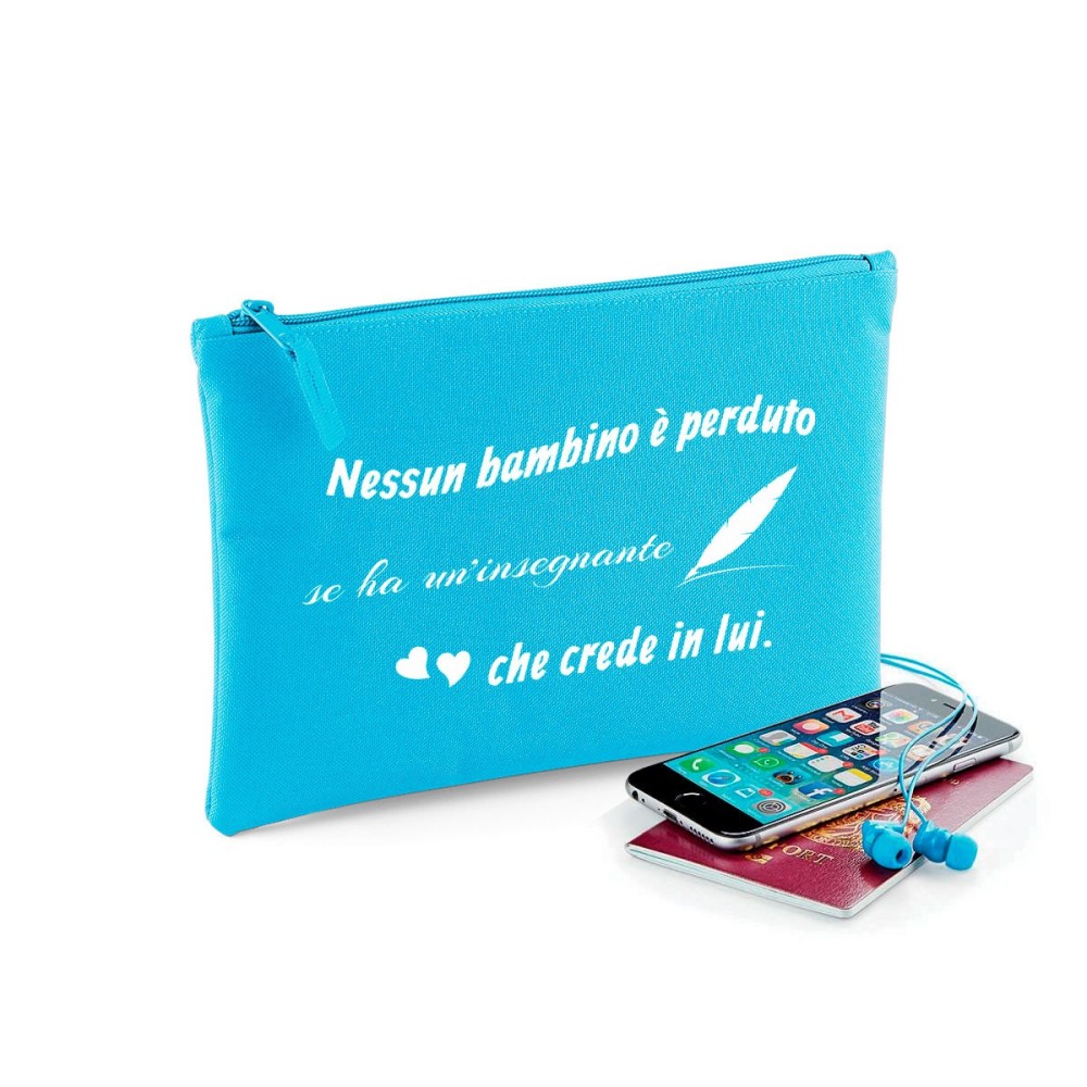Pochette/astuccio per maestra"Nessun bambino è perduto" personalizzata con nome e classe