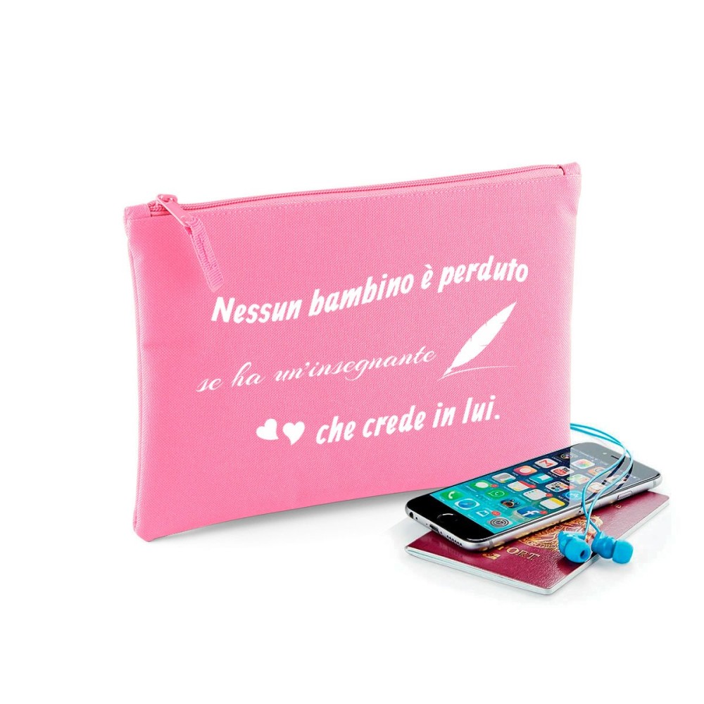 Pochette/astuccio per maestra"Nessun bambino è perduto" personalizzata con nome e classe