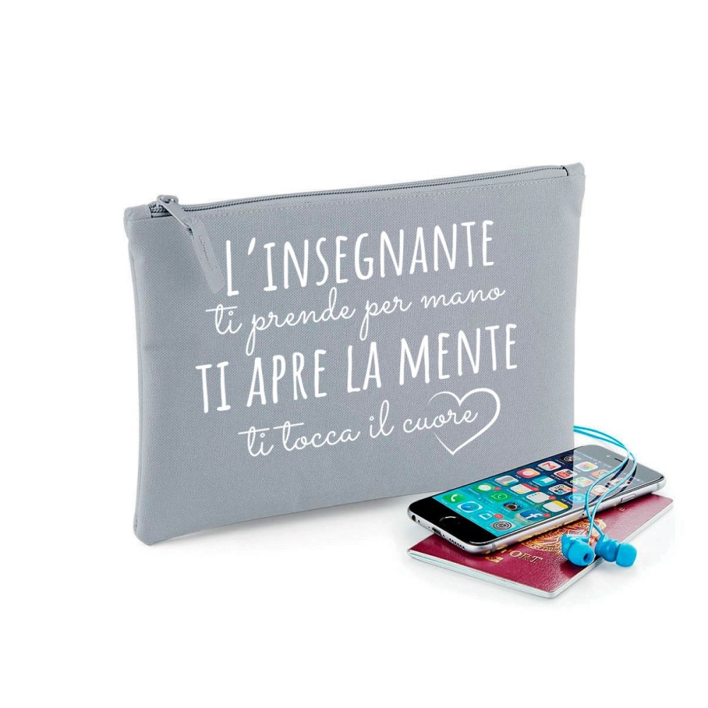 Pochette/astuccio per maestra"L'insegnante ti prende per mano" personalizzata con nome e classe