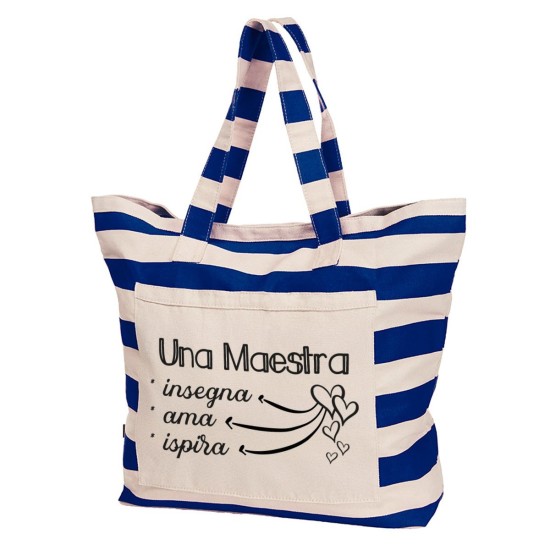 Borsa mare maestra / insegnante con frase personalizzata e classe