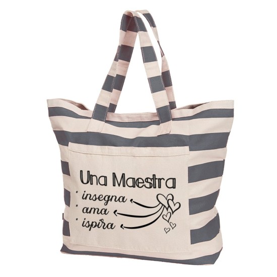 Borsa mare maestra / insegnante con frase personalizzata e classe