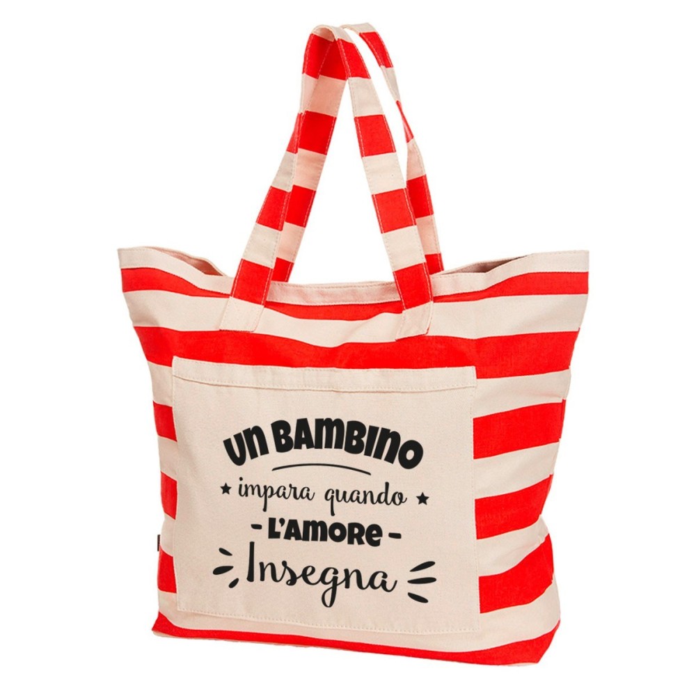 Borsa mare regalo maestra / insegnante con frase personalizzata e classe