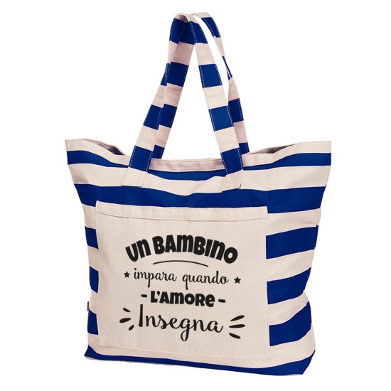 Borsa mare regalo maestra / insegnante con frase personalizzata e classe