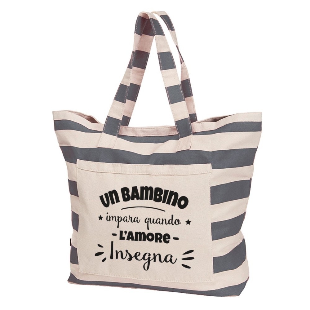 Borsa mare regalo maestra / insegnante con frase personalizzata e classe