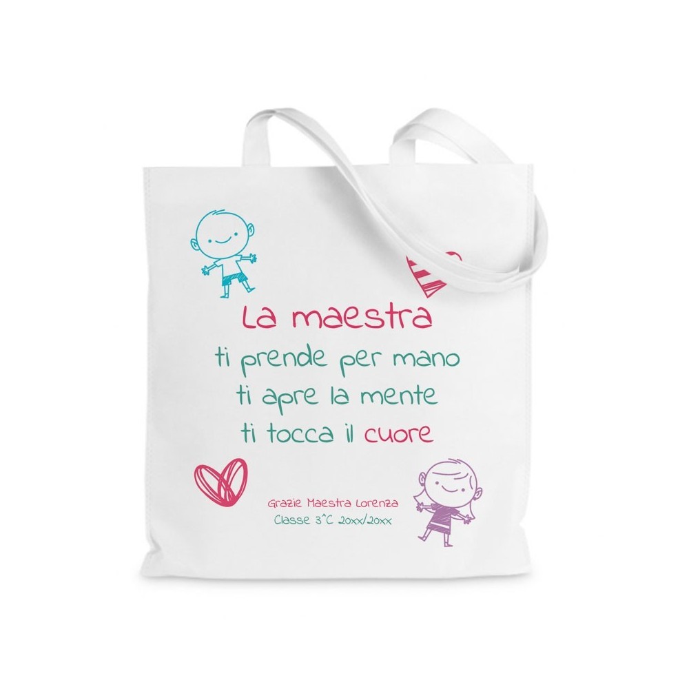 Borsa shopper personalizzata con nome per la maestra