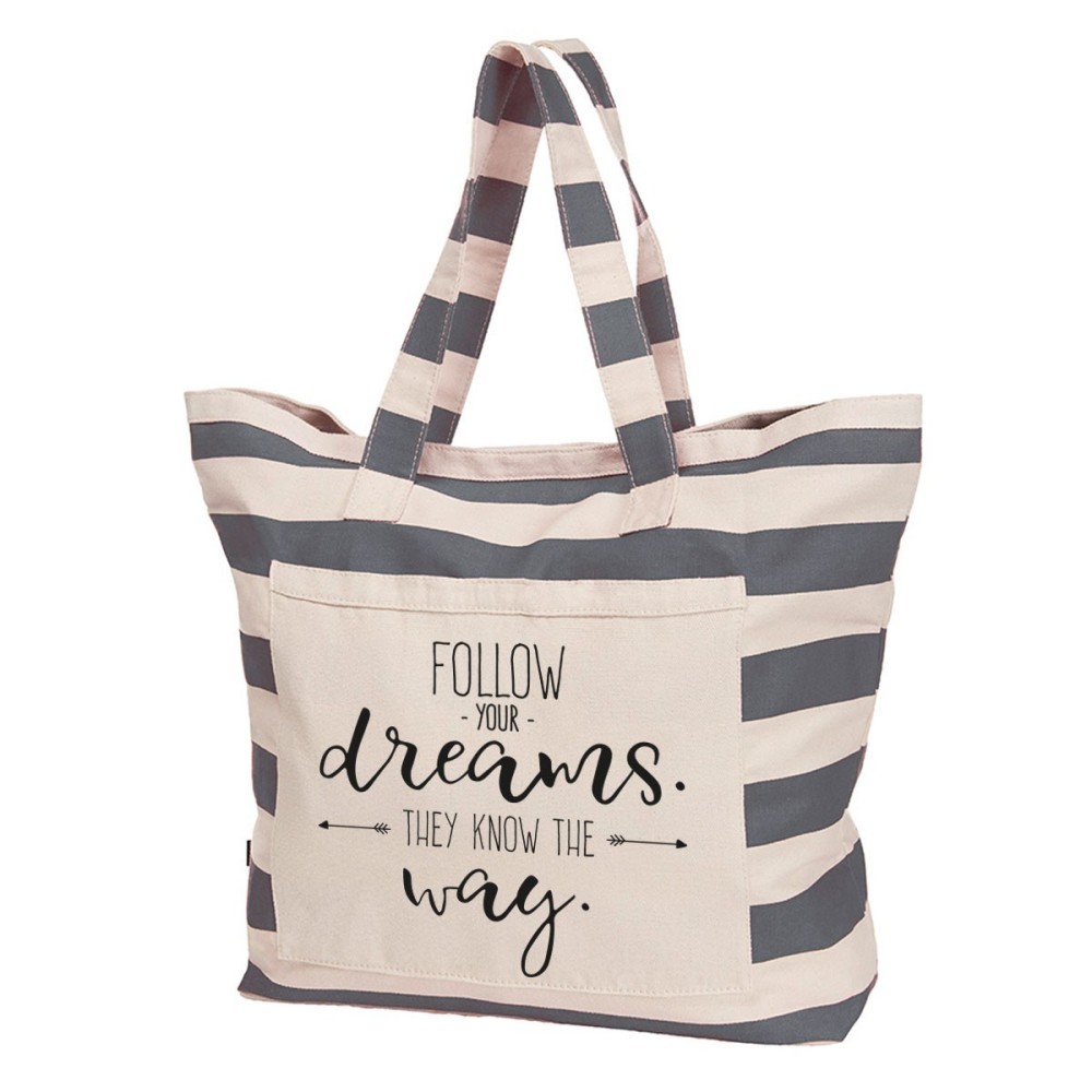 Borsa mare con la scritta "Follow your dreams, they know the way"
