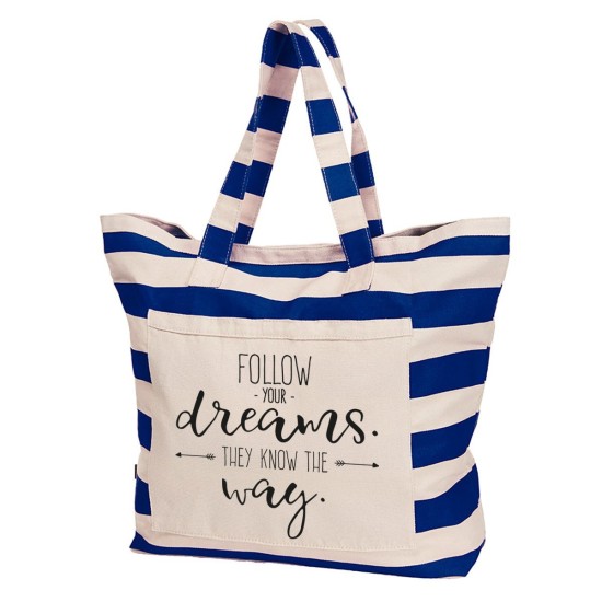Borsa mare con la scritta "Follow your dreams, they know the way"
