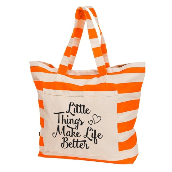 Borsa mare con la scritta "Little things make life better"