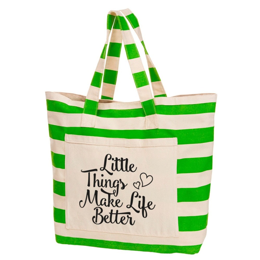 Borsa mare con la scritta "Little things make life better"