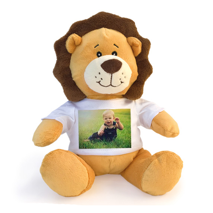 Leone peluche personalizzato con foto o dedica
