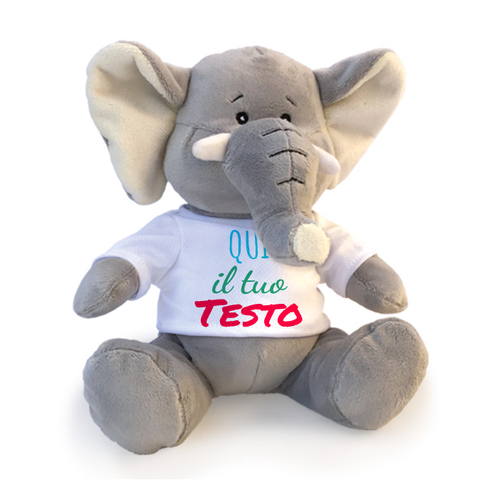 Elefante Peluche Personalizzato Con Foto O Scritta Sulla Maglietta