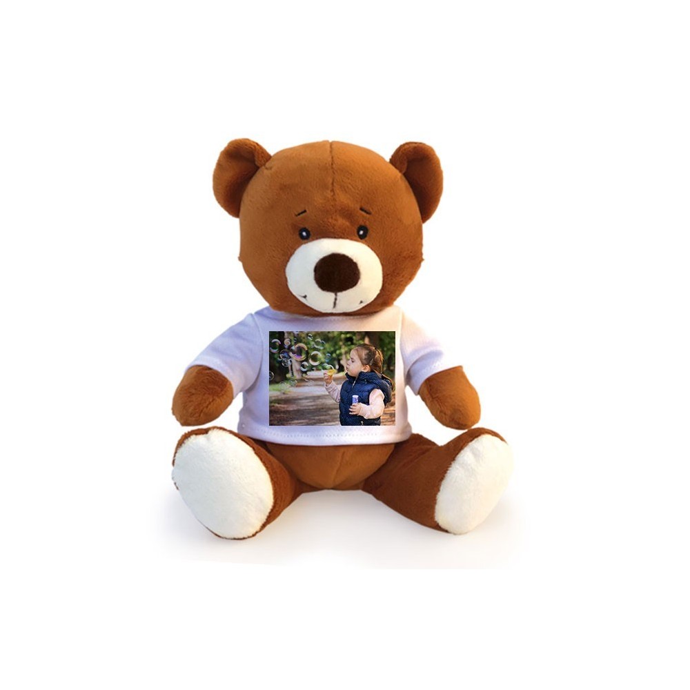 Peluches con maglietta personalizzata con foto e testo