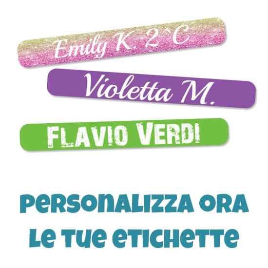 Etichette adesive per la scuola personalizzate 46x6 per matite pennarelli ecc