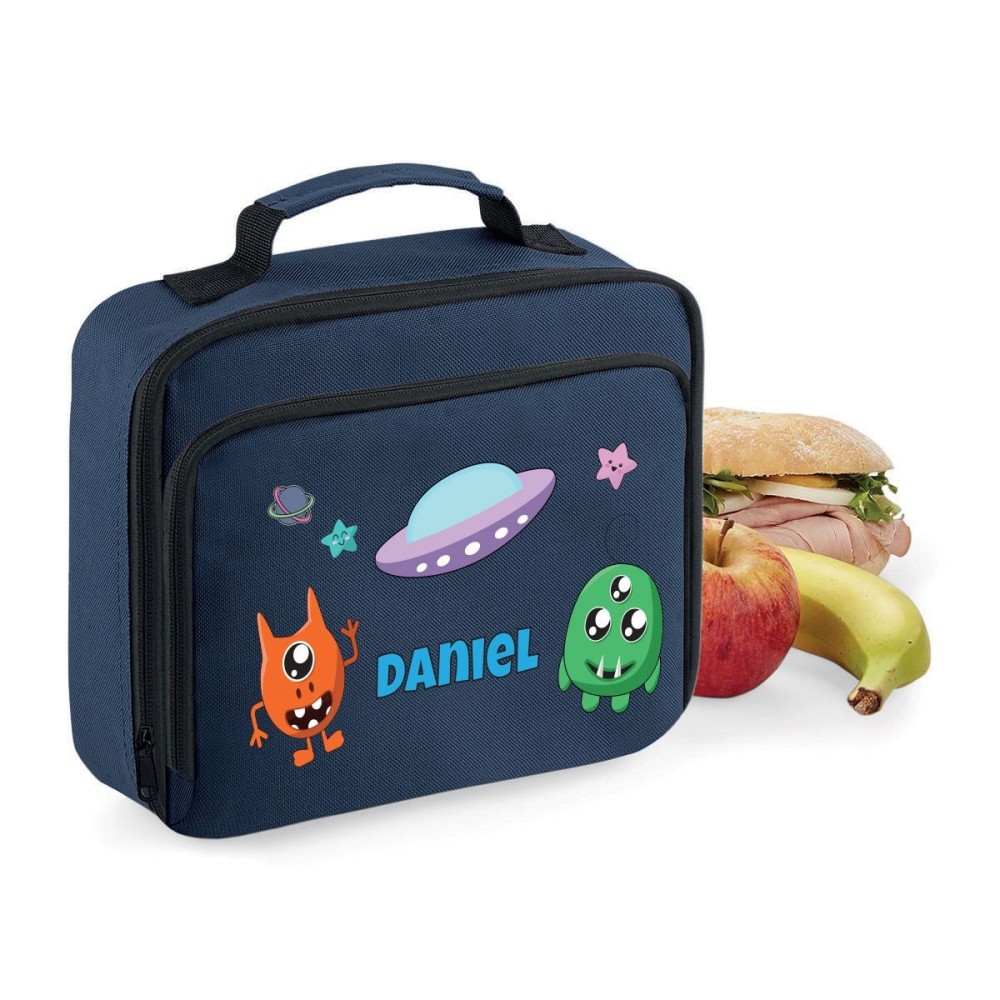 Lunch Box Borsa Frigo personalizzata con simpatici mostri alieni e nome