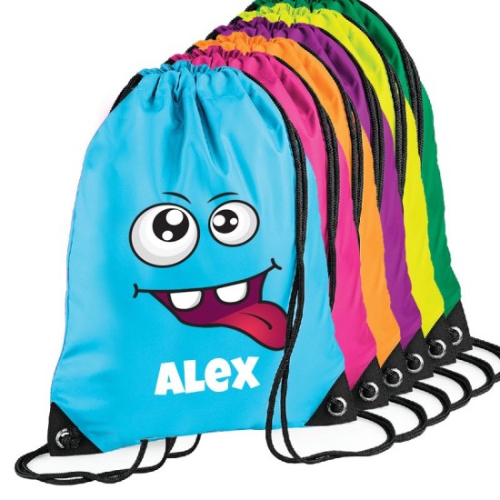 Sacca zainetto per asilo o scuola, personalizzato con simpaticissimo smile matto e nome