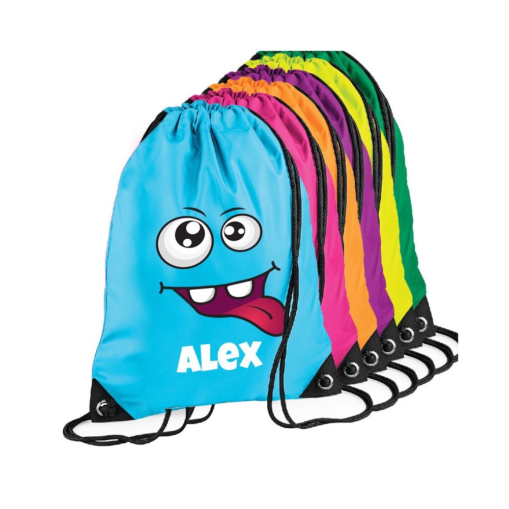 Sacca zainetto per asilo o scuola, personalizzato con simpaticissimo smile matto e nome