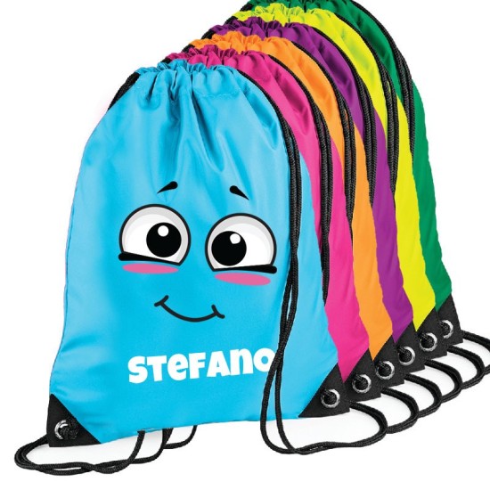 Sacca zainetto smile tenero con nome personalizzato