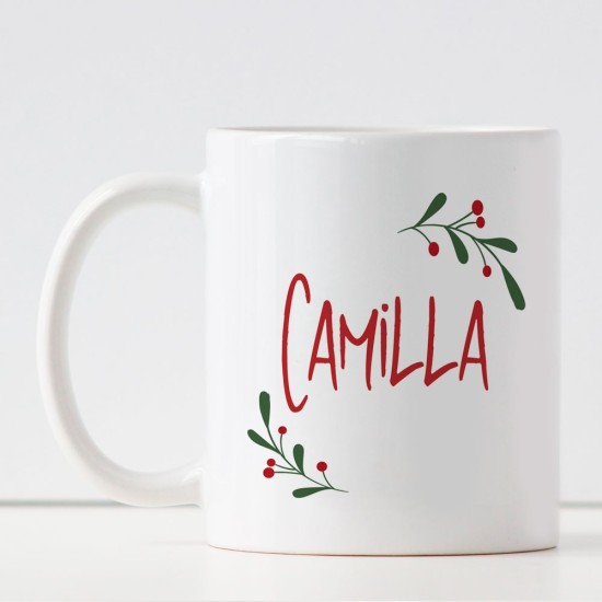 Tazza regalo natalizio "Buon Natale" personalizzata con pupazzo di neve e nome