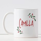 Tazza regalo natalizio "Buon Natale" personalizzata con pupazzo di neve e nome