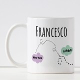 Tazza per le persone che amano viaggiare "Viaggiare è vivere" personalizzata con nome