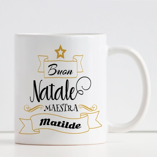 Tazza Buon Natale Maestra personalizzata con nome e classe