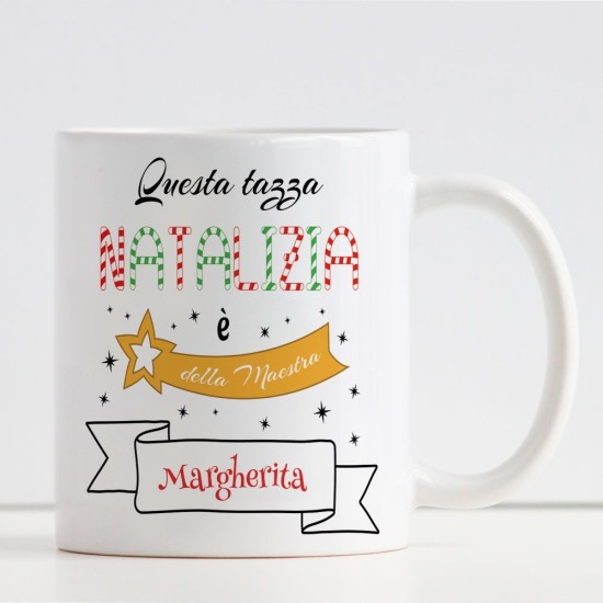 Tazza Natalizia regalo per la Maestra personalizzata con nome e classe