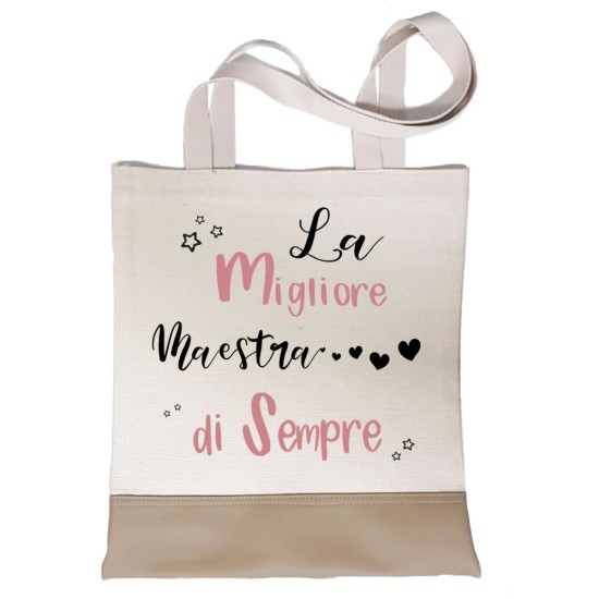 Shopper regalo maestra personalizzata "La migliore maestra di sempre"