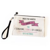Pochette/astuccio per la maestra "Grazie per l'istruzione" con nome maestra e classe/nomi bambini