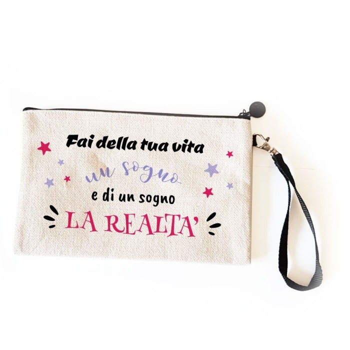 Pochette regalo amica "Fai della tua vita un sogno" personalizzata con dedica o nome