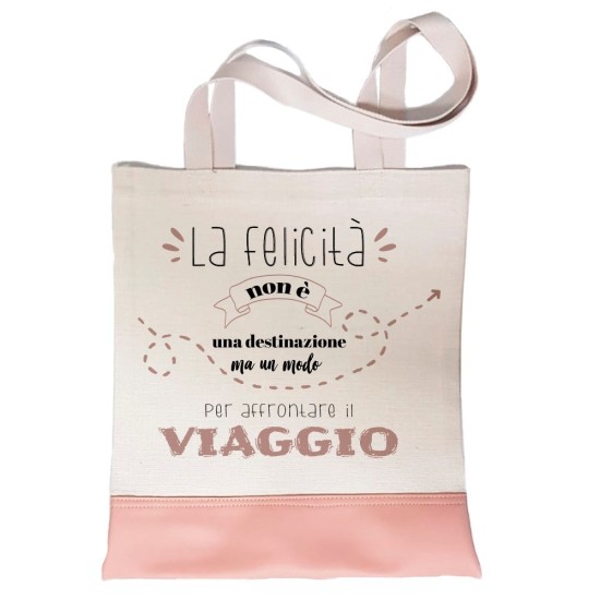 Shopper amica Frase motivazionale La Felicità, con dedica e nome
