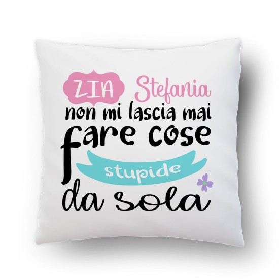 Cuscino con frase simpatica per la zia personalizzato con nome