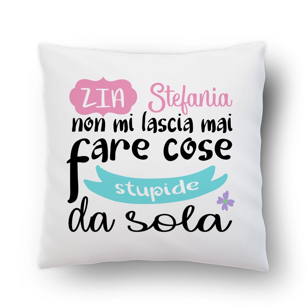 Cuscino con frase simpatica per la zia personalizzato con nome