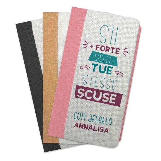 Taccuino amica "Sii più forte dalle tue stesse scuse" con nome