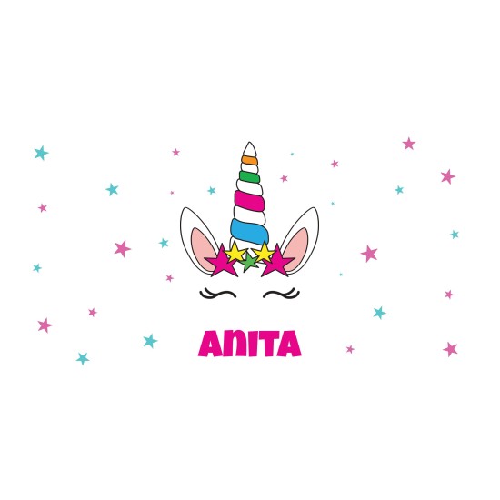 Borraccia personalizzata con unicorno, stelle e nome per bambini